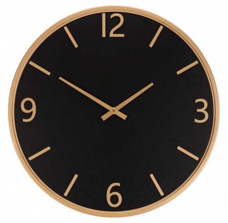 Hodiny nástěnné - pr. 60 cm, melamin a kovový rám, černo-zlaté