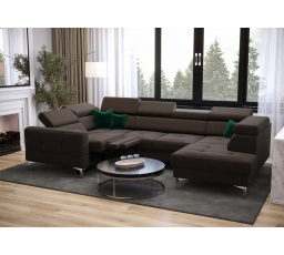 Rohová sedacia súprava TOSCANIA MAX I, relax s funkciou spania 170x350x185 cm - hnedá, ľavá