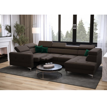 Rohová sedacia súprava TOSCANIA MAX I, relax s funkciou spania 170x350x185 cm - hnedá, ľavá
