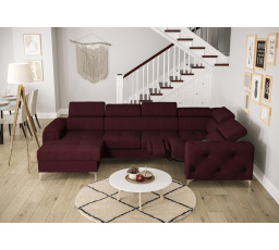 Rohová sedacia súprava ORION MAX III, relax s funkciou spania 165x320x190 cm - Odtiene bordovej, pravá