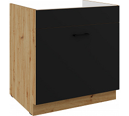 Dolní skříňka MODENA - 80 ZL 1S BB, Dub Artisan/Černý mat+Dub Artisan