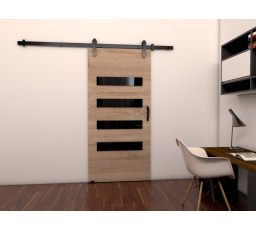 Posuvné dvere LOFT F100, Sonoma/čierna