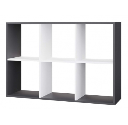 Regál Manja 2x3, antracit/biela Regál Manja 2x3, antracit/biela