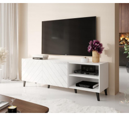 TV komoda ABETO, 150 čierna matná / čierna lesklá