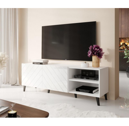 TV komoda ABETO, 150 čierna matná / čierna lesklá