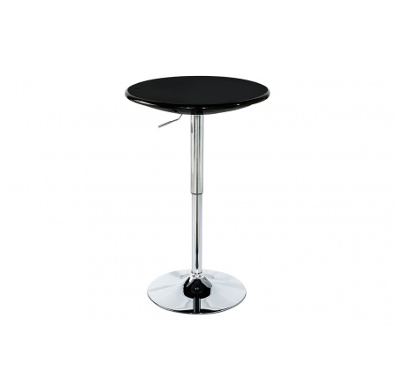 Barový stôl, čierny plast, chrómová výškovo nastaviteľná podstava