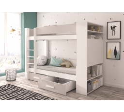 Dvojlôžková poschodová posteľ s matracmi GARET 180x80 Biela+Šedá