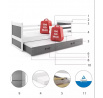 Detská posteľ RICO s prístelkou 90x190 cm, s matracami, Biela/Grafit