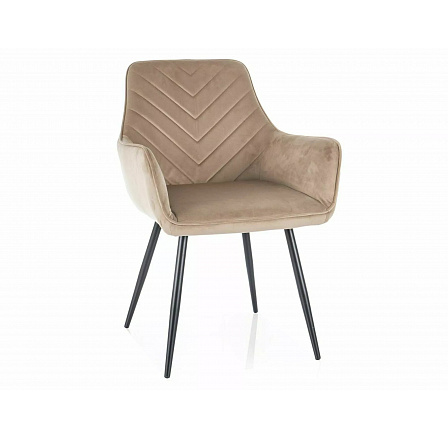 Jedálenská stolička FIG VELVET, Béžová Bluvel 28/Čierna