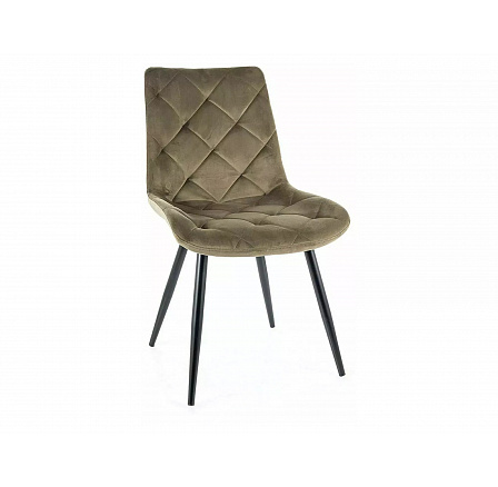 Jedálenská stolička RALPH VELVET, olivový Bluvel 77/čierny mat