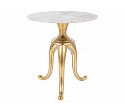 Konferenčný stôl SNAKE, Efekt bieleho mramoru/Zlatá