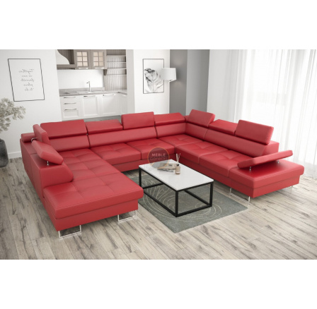 Rohová sedacia súprava GALAXY MAX I s funkciou spania 280X350X225 prírodná koža - červená koža, Pravá strana Rohová sedacia súprava GALAXY MAX I s funkciou spania 280X350X225 prírodná koža - červená koža, Pravá strana