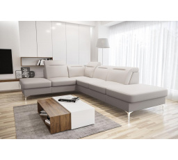 Rohová sedacia súprava OSLO 295x220 prírodná koža - ľavá, Koža ecru