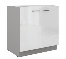 Dolní skřínka BIANCA - 80 D 2F BB, Šedá / Bílý lesk