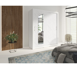 Šatníková skriňa IN BOX 180 so zrkadlom, biely/biely mramor