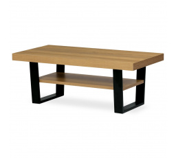 Konferenčný stôl, 120x60 cm, MDF doska, melamínový dekor, kov, polička, čierny lak