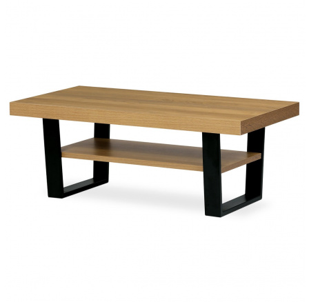 Konferenčný stôl, 120x60 cm, MDF doska, melamínový dekor, kov, polička, čierny lak Konferenčný stôl, 120x60 cm, MDF doska, melamínový dekor, kov, polička, čierny lak
