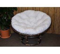 Ratanový papasan 110 cm hnedý biely vankúš