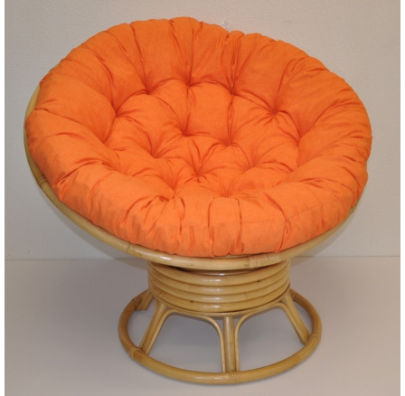 Ratanový papasan hojdací medový poduška oranžový melír