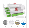 Detská poschodová posteľ MAX 3 Zelená bez matraca 120 X 200
