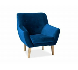 Kreslo NORDIC 1, zamatovo modré Bluvel 86/bukové