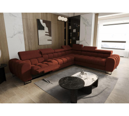 Rohová sedacia súprava ASPEN MAX, relax priemer 30x260 cm - tehlová, pravá