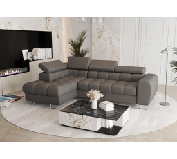 Rohová sedacia súprava ASPEN MINI prírodná koža 260x170 cm - sivá koža, ľavá