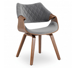 Stolička LUISE Sivá/Orech Zamatová