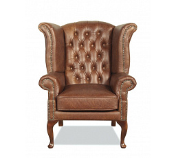 Kreslo Chesterfield Queen koža koňak