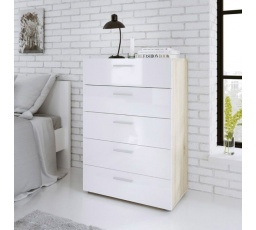 Komoda PEDRO 508, Dub/Biely lesk