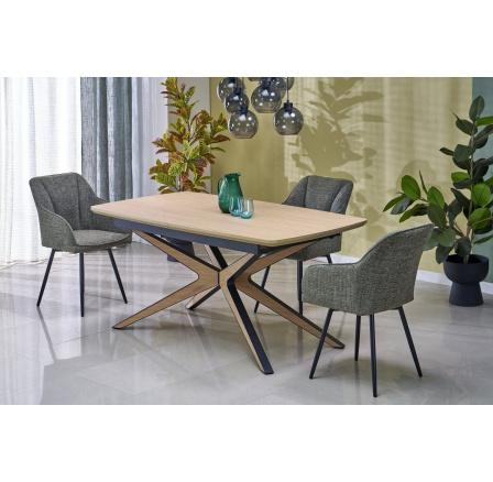 Jedálenský stôl JAMES, prírodný / čierna