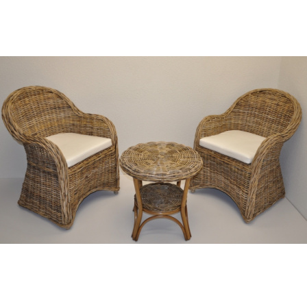 Ratanová sedacia súprava Roma ratan kubu vankúše biela