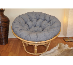 Ratanový papasan 115 cm medový - poduška sivý melír