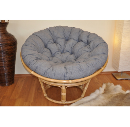 Ratanový papasan 115 cm medový - poduška sivý melír Ratanový papasan 115 cm medový - poduška sivý melír