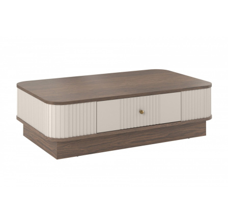 VESPER KONFERENČNÝ STOLÍK 103 1SZ - kašmírové MDF / orech / zlaté úchyty / sokel VESPER KONFERENČNÝ STOLÍK 103 1SZ - kašmírové MDF / orech / zlaté úchyty / sokel