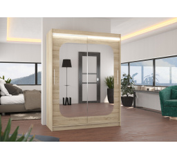 Posuvná skriňa so zrkadlom a LED osvetlením CLEVER 150 Sonoma+Sonoma