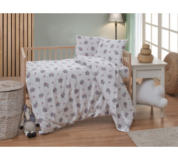 Krepové detské obliečky do malej postieľky 90x135, 45x60 cm Sloník sivý zipsový uzáver