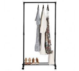 Stojan na šaty, jednoramenný, čierny, kov / plast