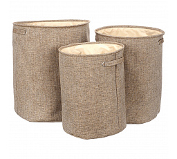 Koš na prádlo - polyester, hnědý, sada 3 ks