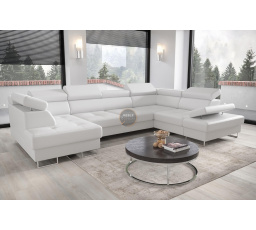 Rohová sedacia súprava GALAXY MAX II s funkciou spania 210x350x165 - biela eko koža, pravá