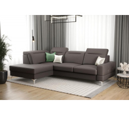Rohová sedacia súprava MALIBU MINI prírodná koža 180X250 - koža tmavo sivá, ľavá