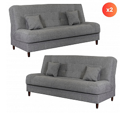 Sada 2x Rozkladacia Pohovka NEPAL Sivá