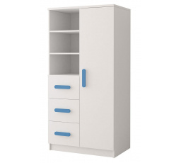 Regál 80 3S1D SMYK I - 05, Biela Mat/Modrá