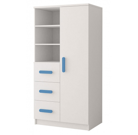 Regál 80 3S1D SMYK I - 05, Biela Mat/Modrá