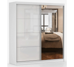 Šatní skriňa MULTI 35 - 203 cm, Biela/Biely Lesk