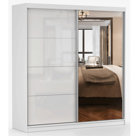 Šatní skriňa MULTI 35 - 203 cm, Biela/Biely Lesk