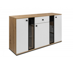 Komoda SILOS, Biela/Dub artisan/Melamín