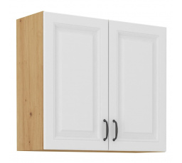 Kuchynská horná skrinka STIPE 80 G 72 2F, Biela/Dub artisan