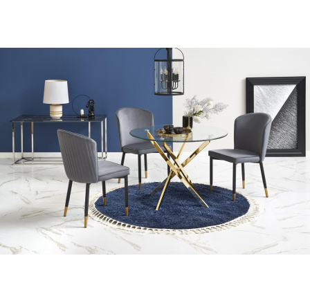 Jedálenský stôl RAYMOND, sklenený/zlaté nohy