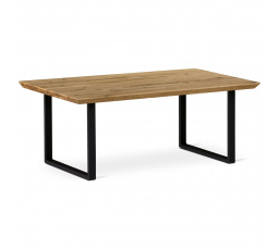 Konferenčný stôl 110x70 cm, dubový masív, prírodná hrana, kovová noha "U" 6x2 cm